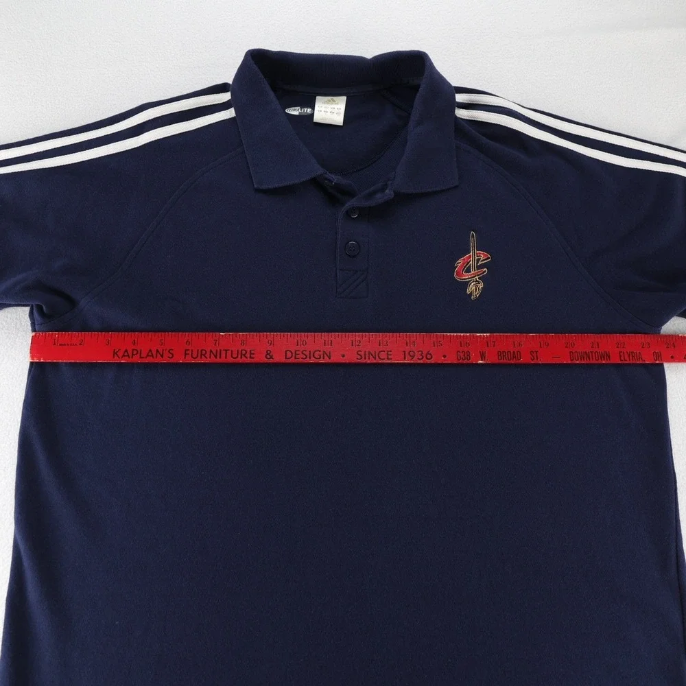 Adidas Mens Cleveland Cavaliers Climalite Polo Shirt Trifoil Navy Blue Large NBA